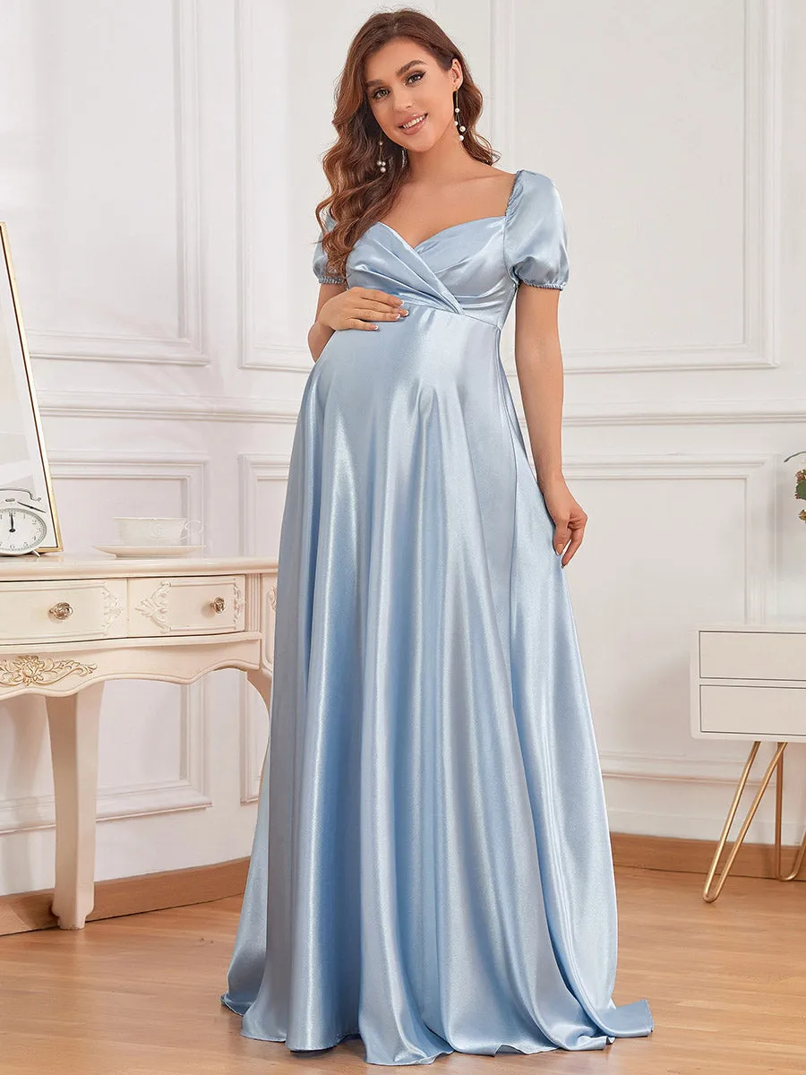 Puff Sleeves V Neck A Line Wholesale Maternity Dresses EY20801