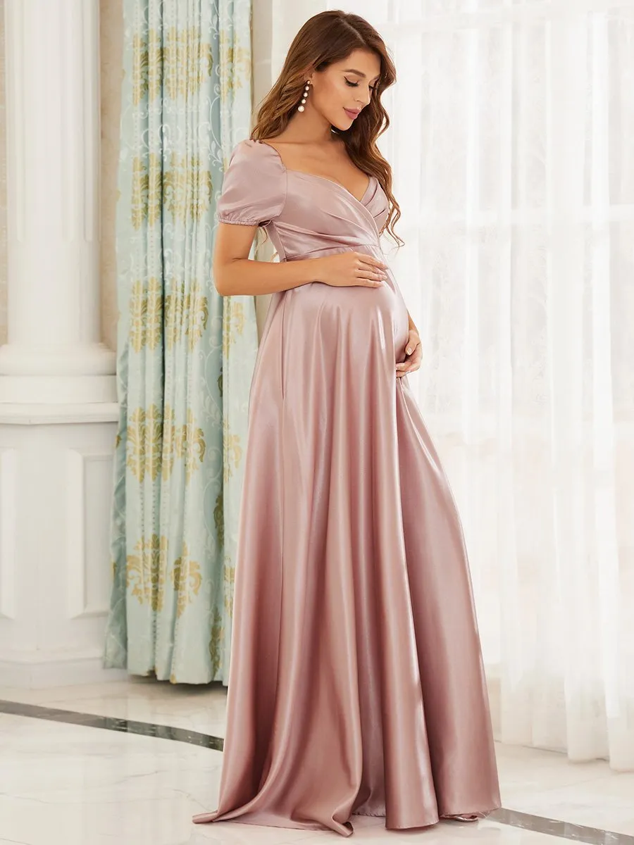 Puff Sleeves V Neck A Line Wholesale Maternity Dresses EY20801