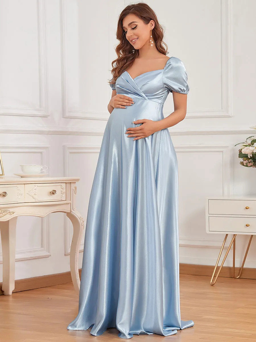 Puff Sleeves V Neck A Line Wholesale Maternity Dresses EY20801