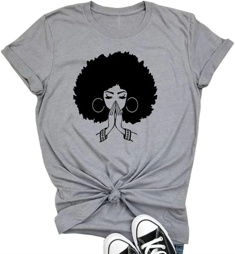 Qianxitang Women's Tops Cute Graphic Print Summer Causal Cotton Round Neck Short Sleeve Blouses T Shirt