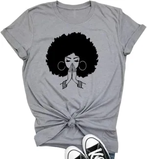 Qianxitang Women's Tops Cute Graphic Print Summer Causal Cotton Round Neck Short Sleeve Blouses T Shirt
