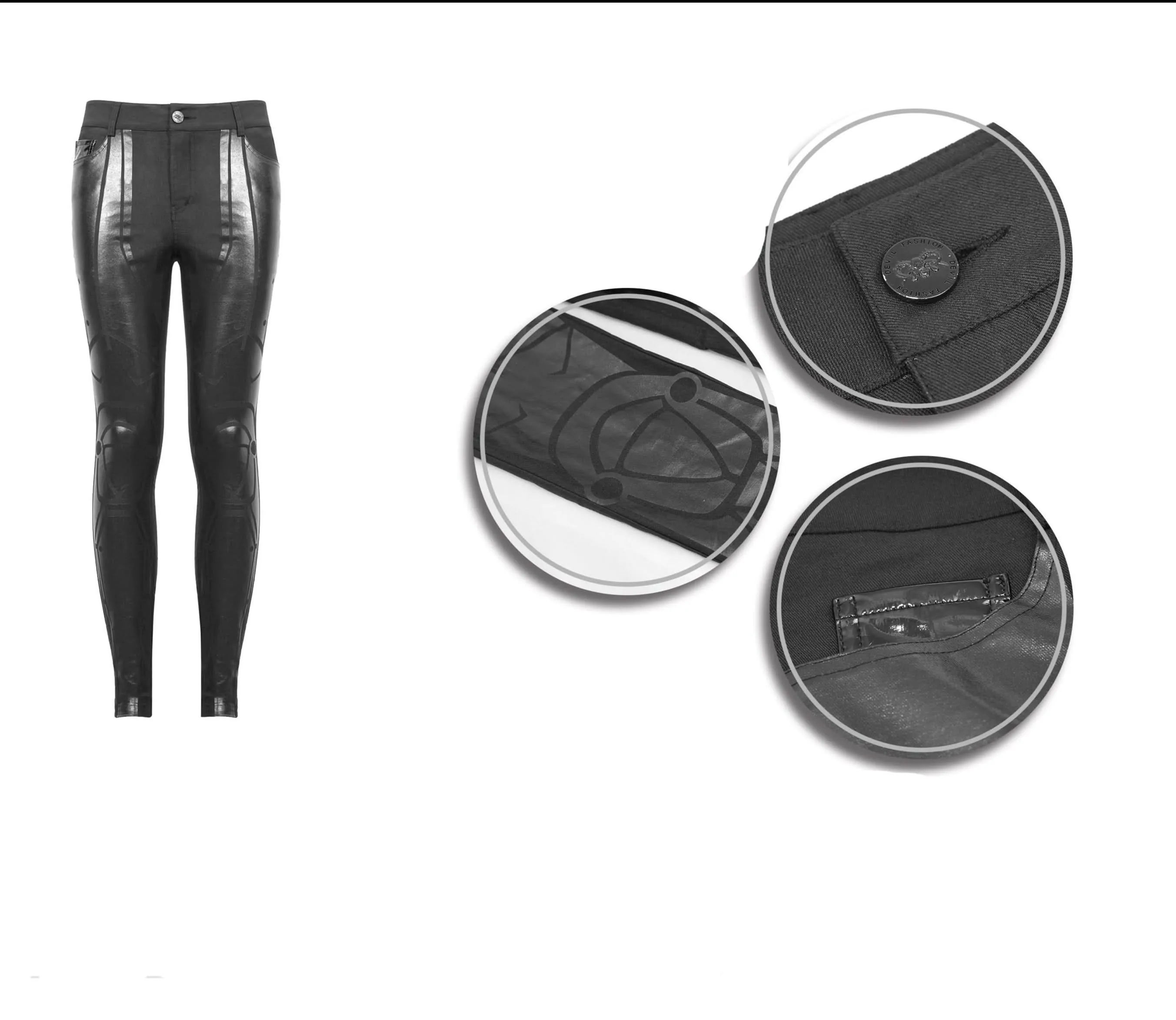 "Ammunition" Gothic Black Skinny Men Trousers