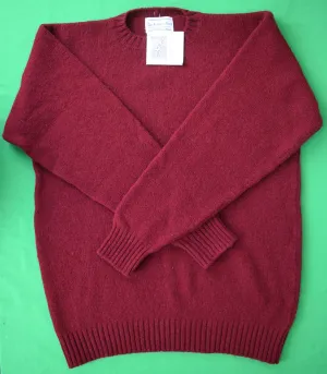 "The Andover Shop Scottish Shetland Wool Crew Neck Sweater/ Maroon/ Bordeaux Mix" Sz L (NWT)