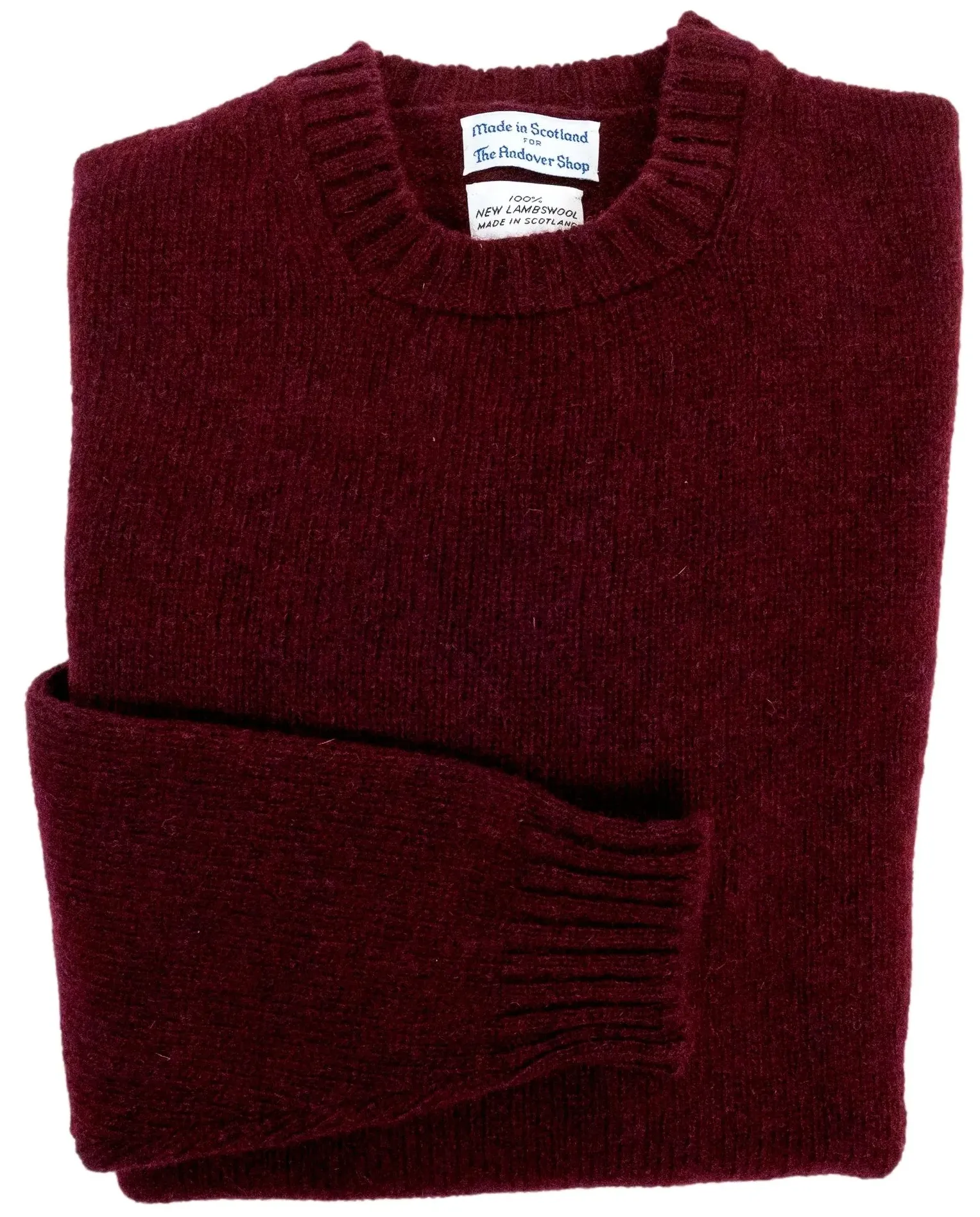 "The Andover Shop Scottish Shetland Wool Crew Neck Sweater/ Maroon/ Bordeaux Mix" Sz L (NWT)
