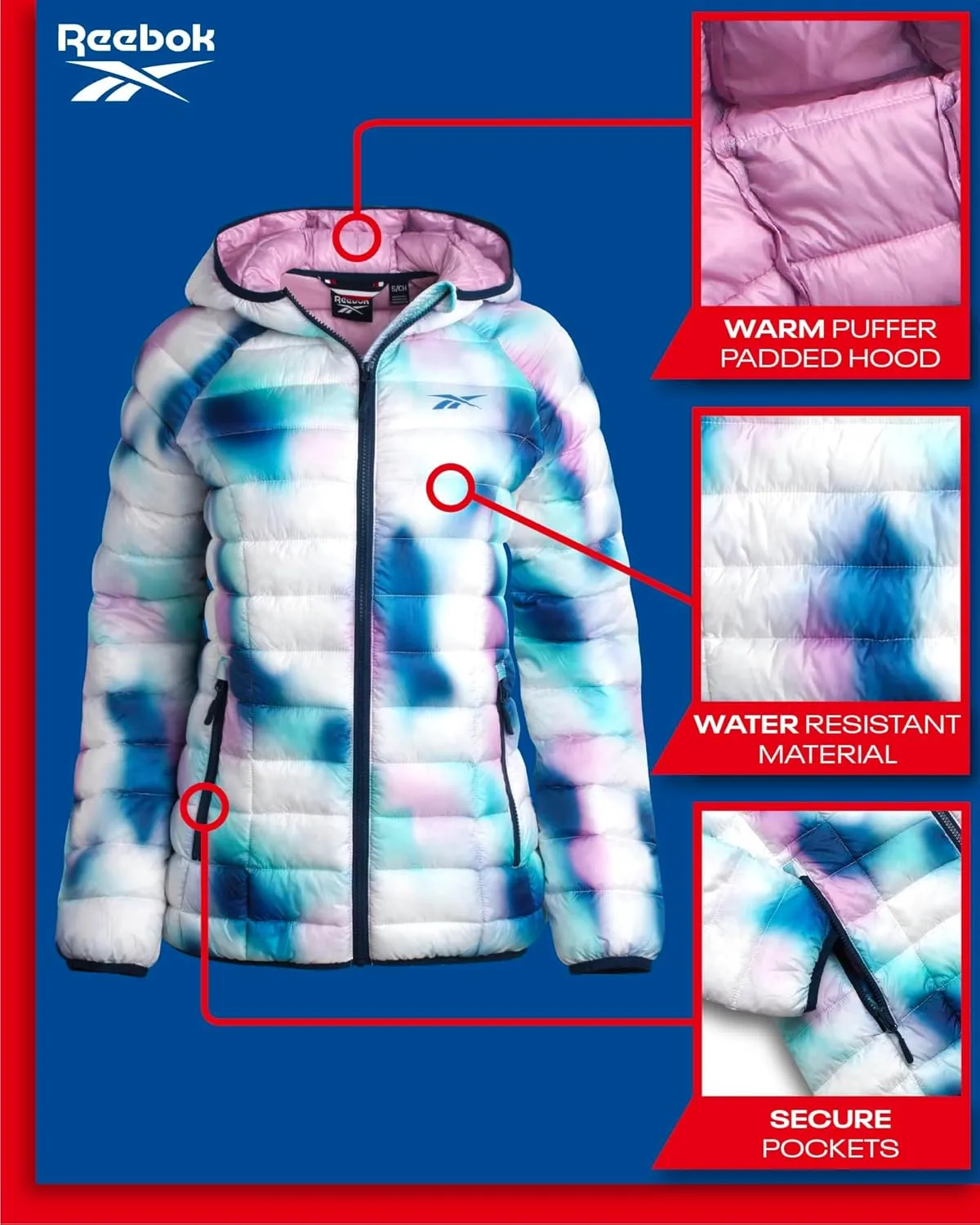 Reebok Women Jacket - Packable Quilted Puffer Coat  Casual Jacket for Women (S-XL)