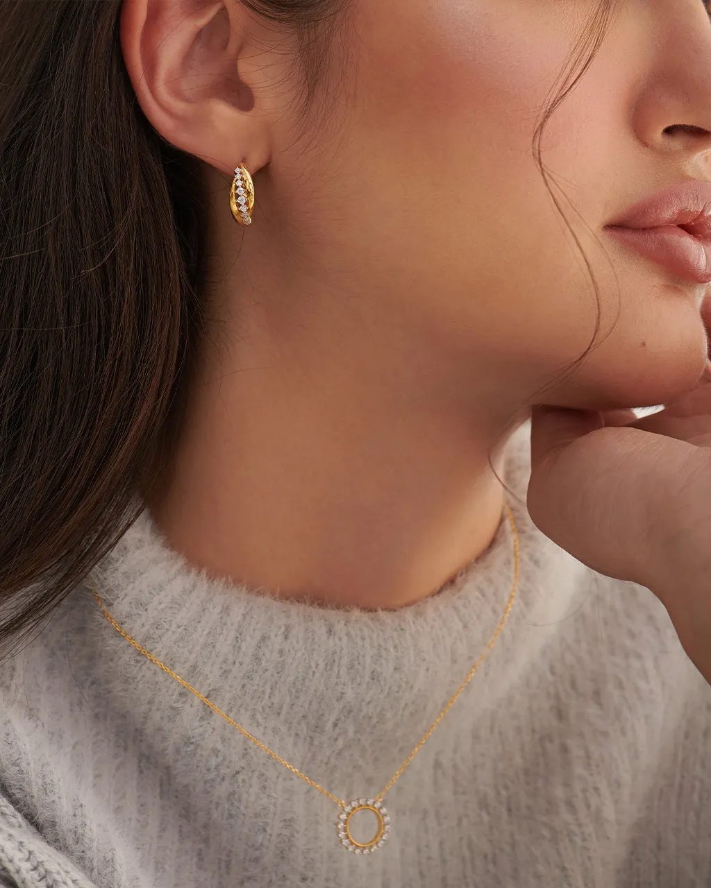 Ridge Diamond Hoops
