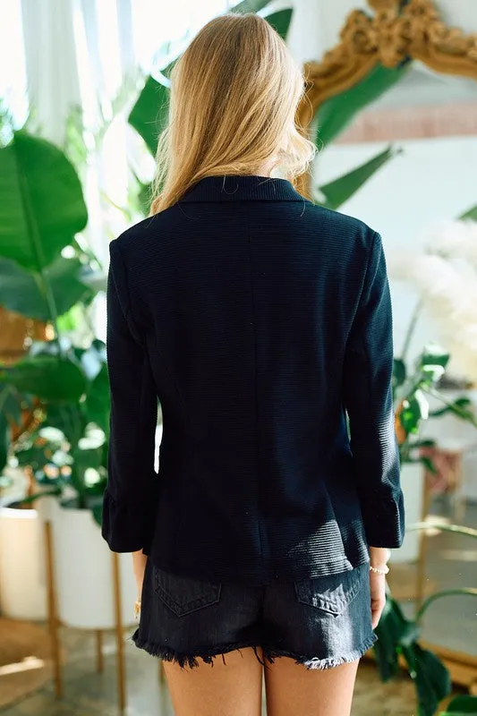 Ruffle Sleeve Blazer