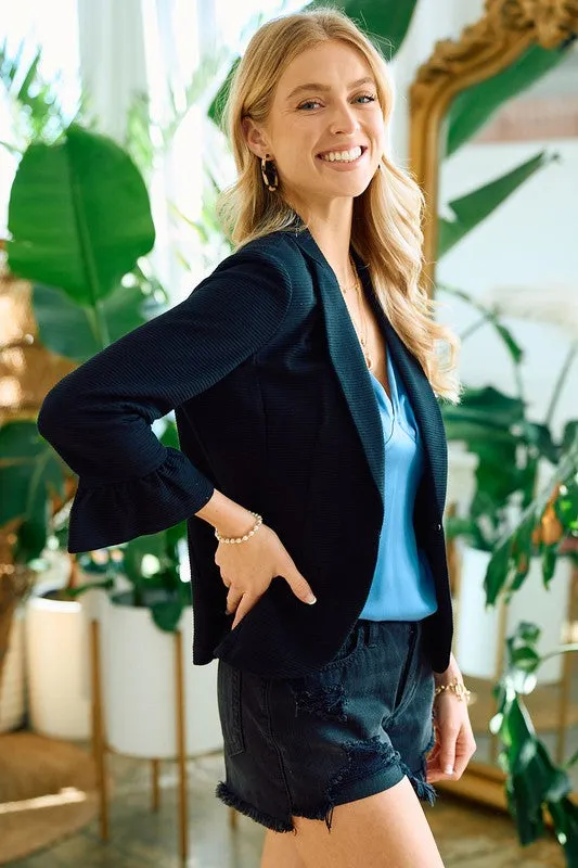Ruffle Sleeve Blazer