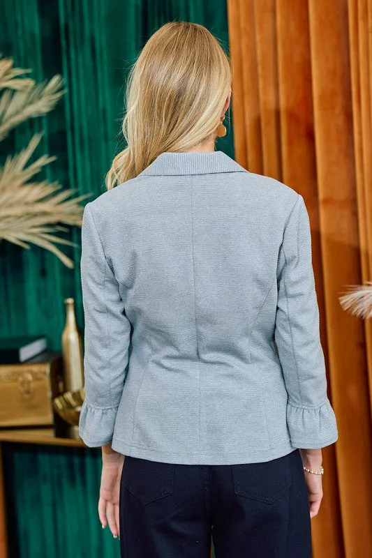 Ruffle Sleeve Blazer