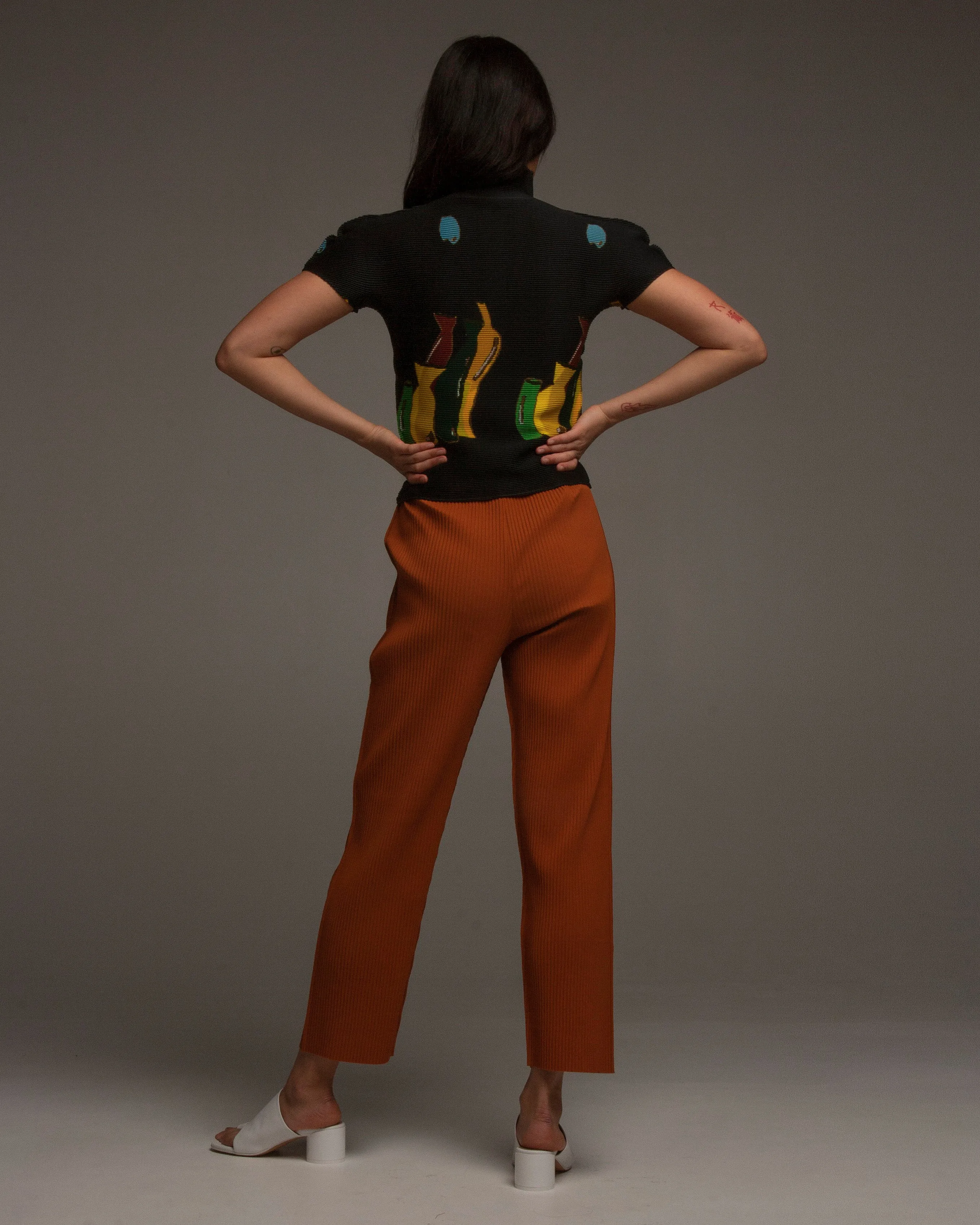 Rust Soft Pleated Straight Pant