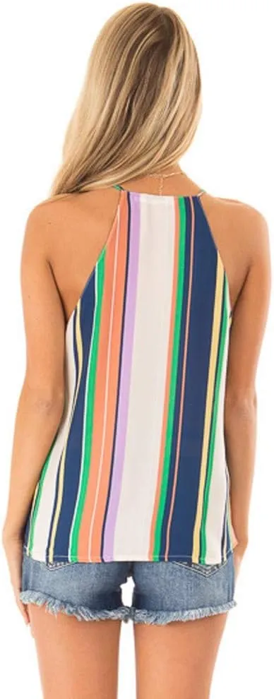 SAUKOLE Women's Adjustable Spaghetti Strap Shirts Blouses V Neck Floral Print Summer Sleeveless Casual Tank Tops