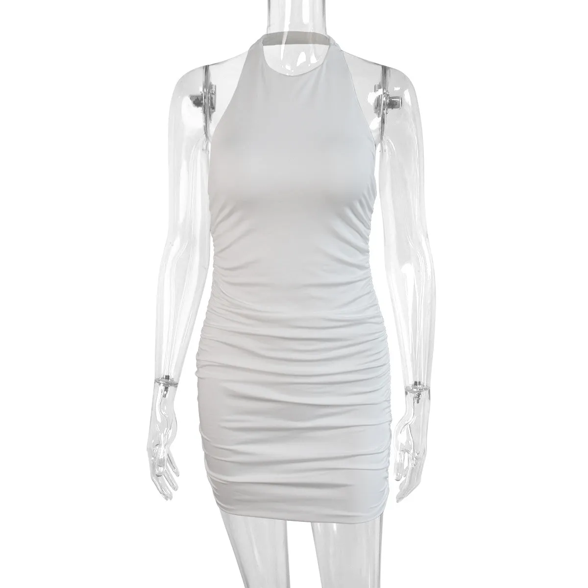Sensually Draped Halter Neck Sleeveless Backless Dress