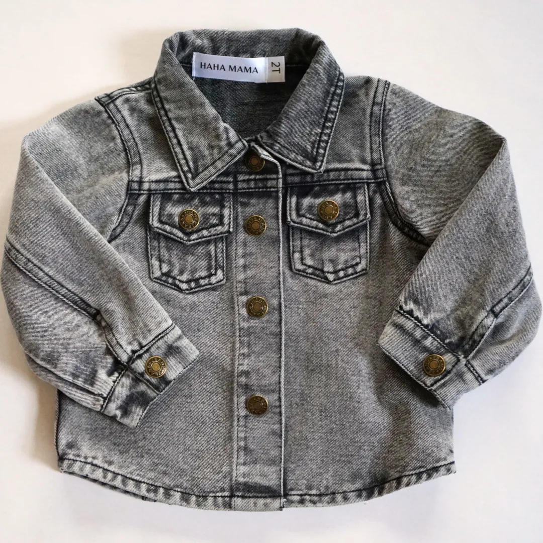Silver Gray Denim Jacket- Mom & Son