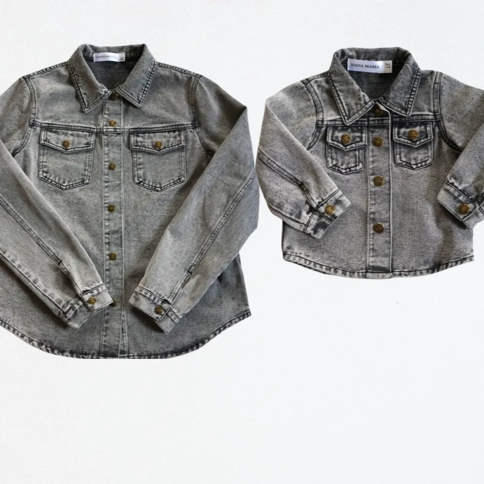Silver Gray Denim Jacket- Mom & Son