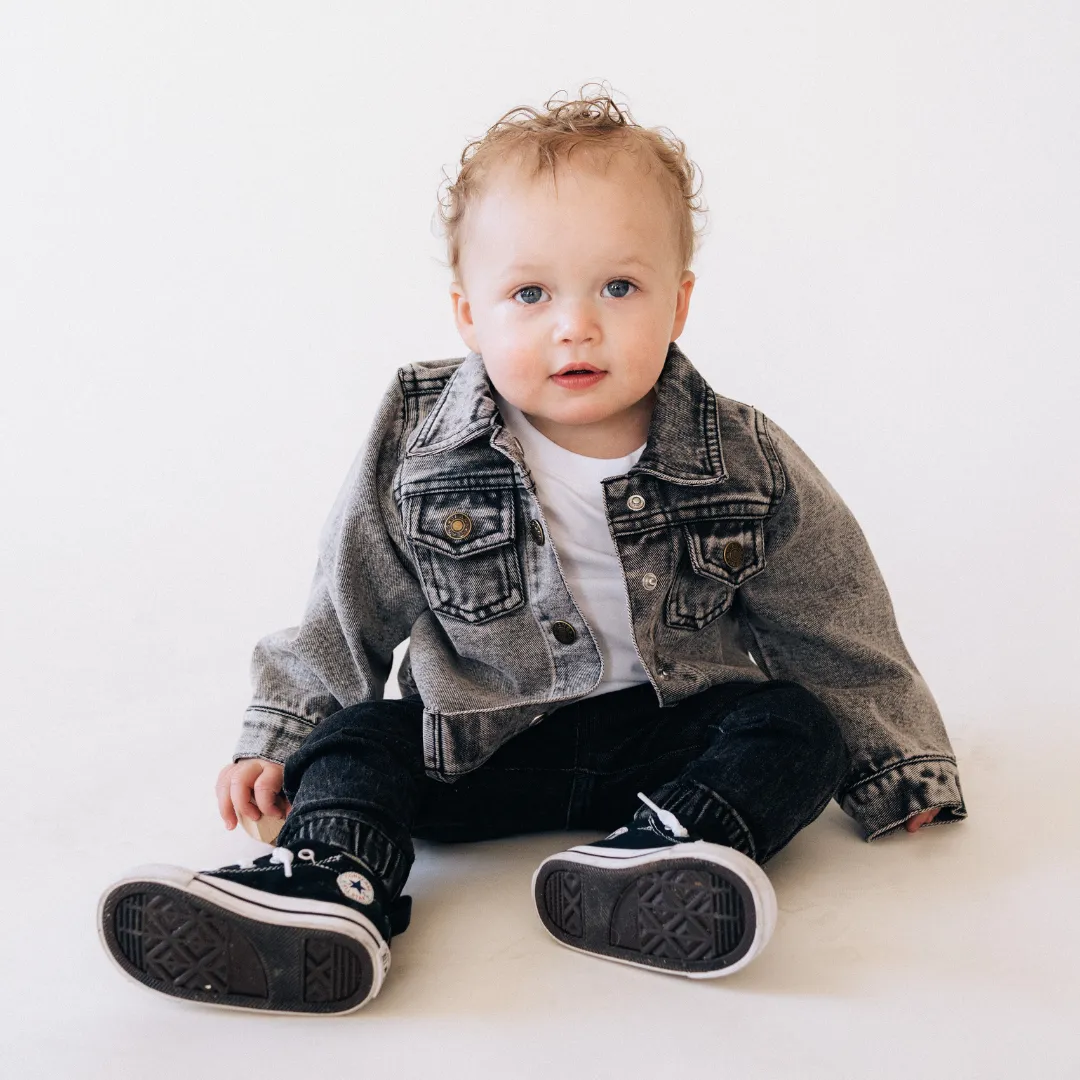 Silver Gray Denim Jacket- Mom & Son