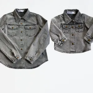 Silver Gray Denim Jacket- Mom & Son