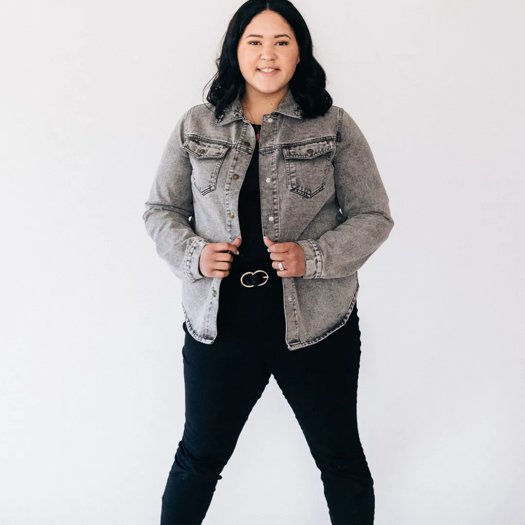 Silver Gray Denim Jacket- Mom & Son