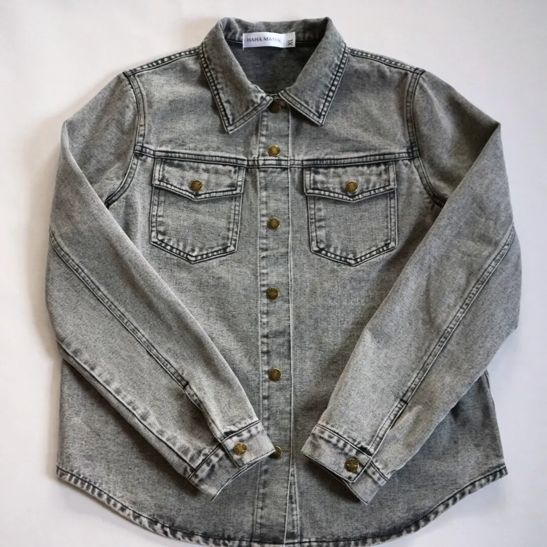 Silver Gray Denim Jacket- Mom & Son