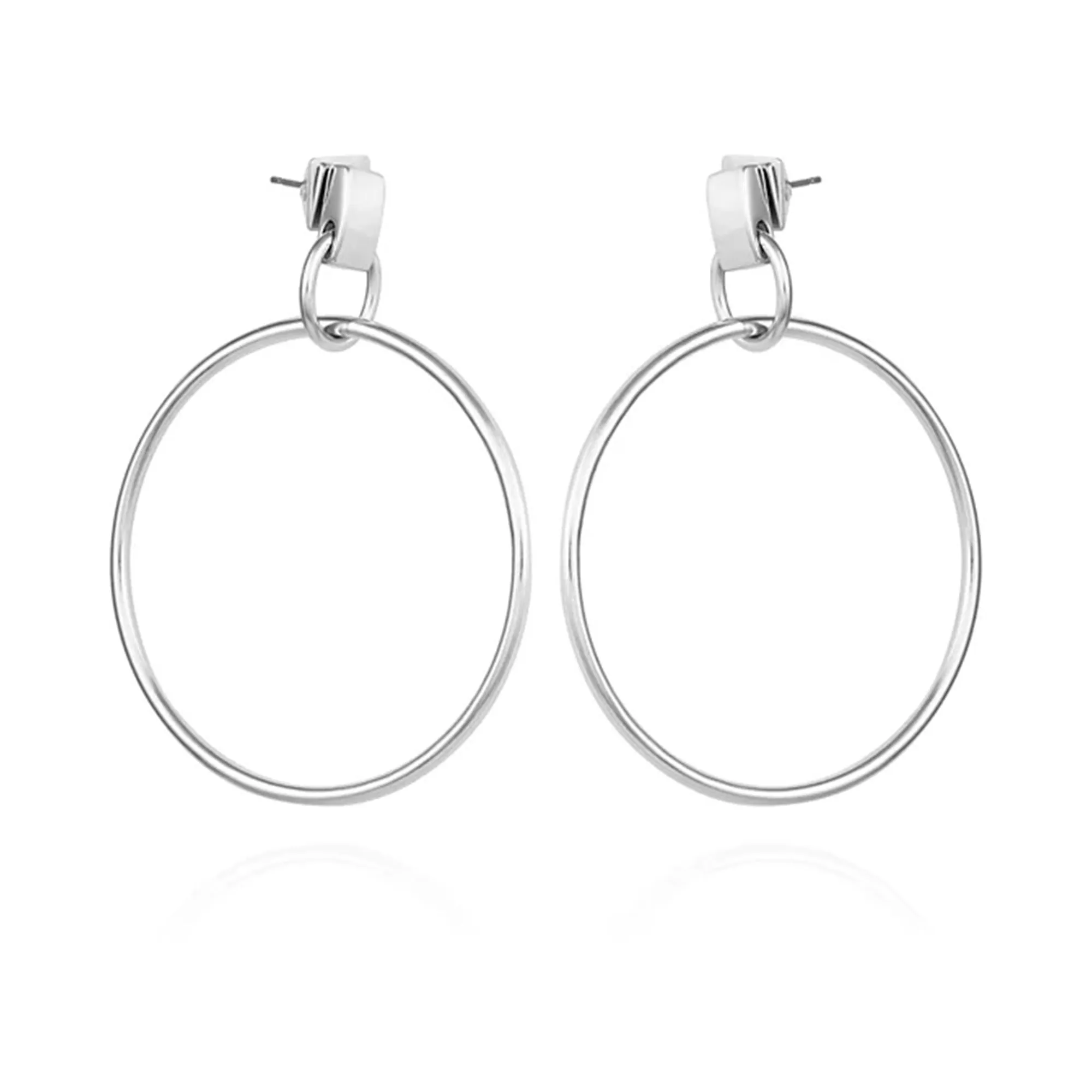 Silvertone Hoop Drop Earrings