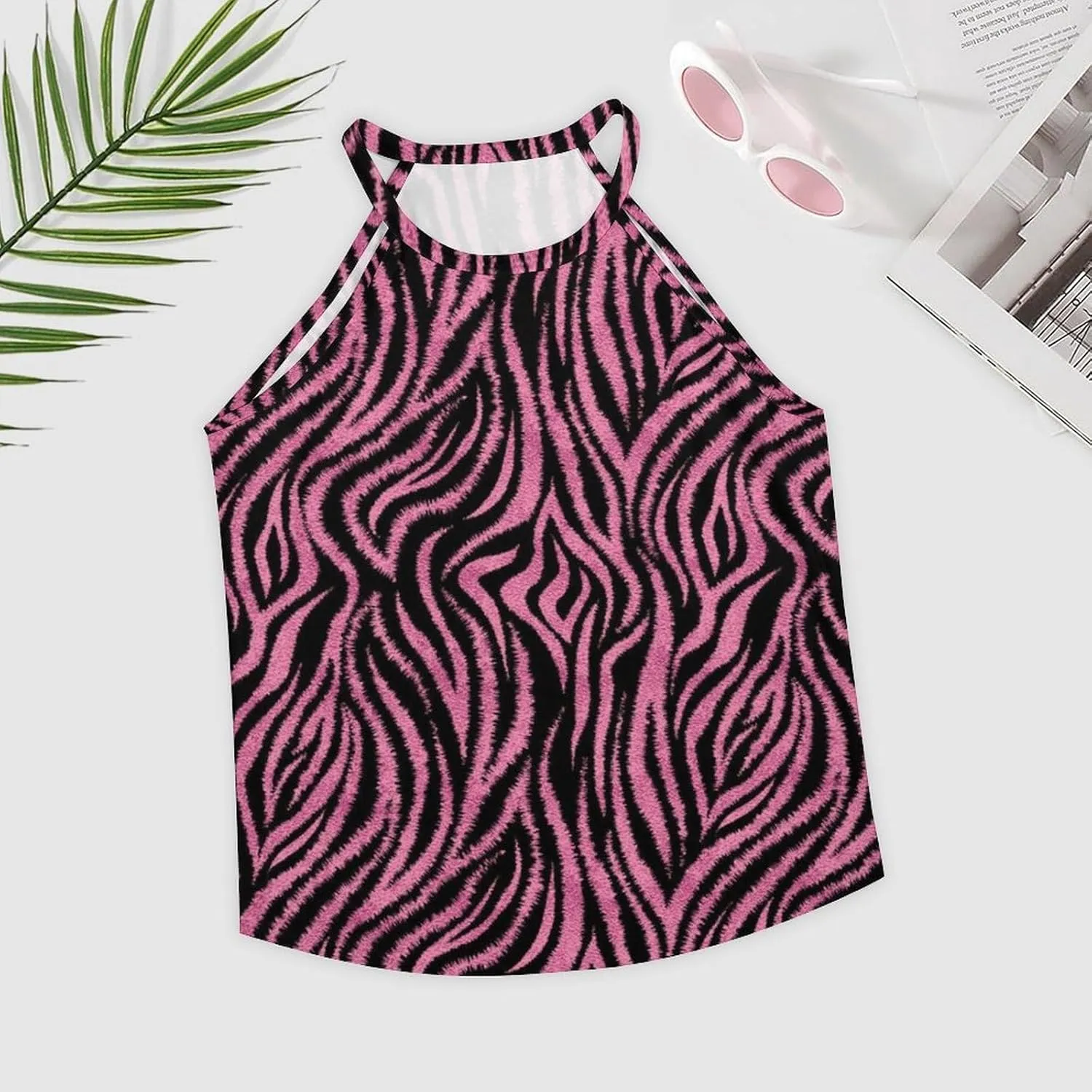 Sleeveless High Neck Tank Tops for Women, Summer Halter Camis with Soft Flowy Blouses