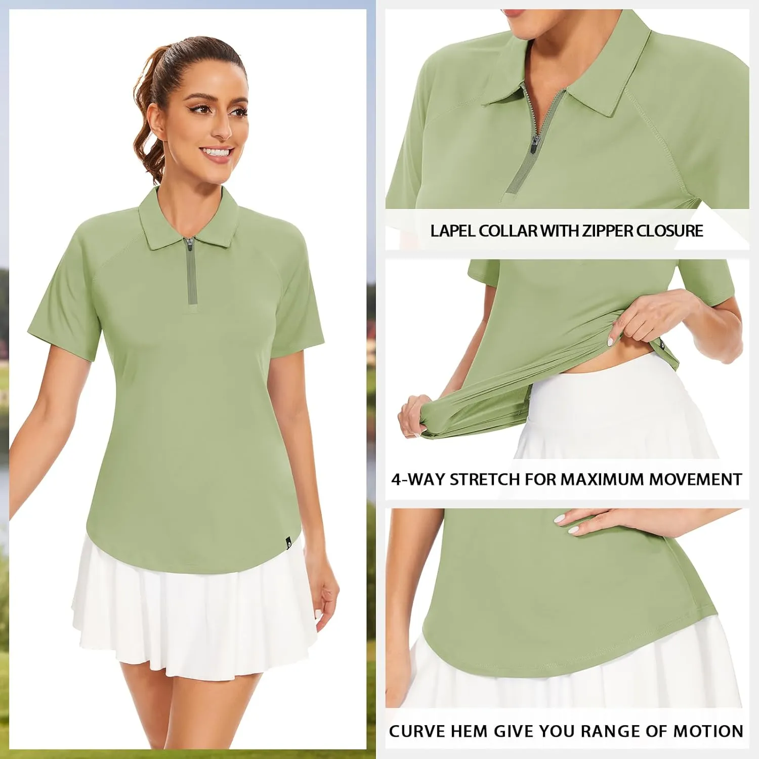 Soneven Women's Sleeveless Golf Shirts Ribbed Golf Tanks Tops UPF50  Athletic Racerback Polo Shirts Tennis Tops