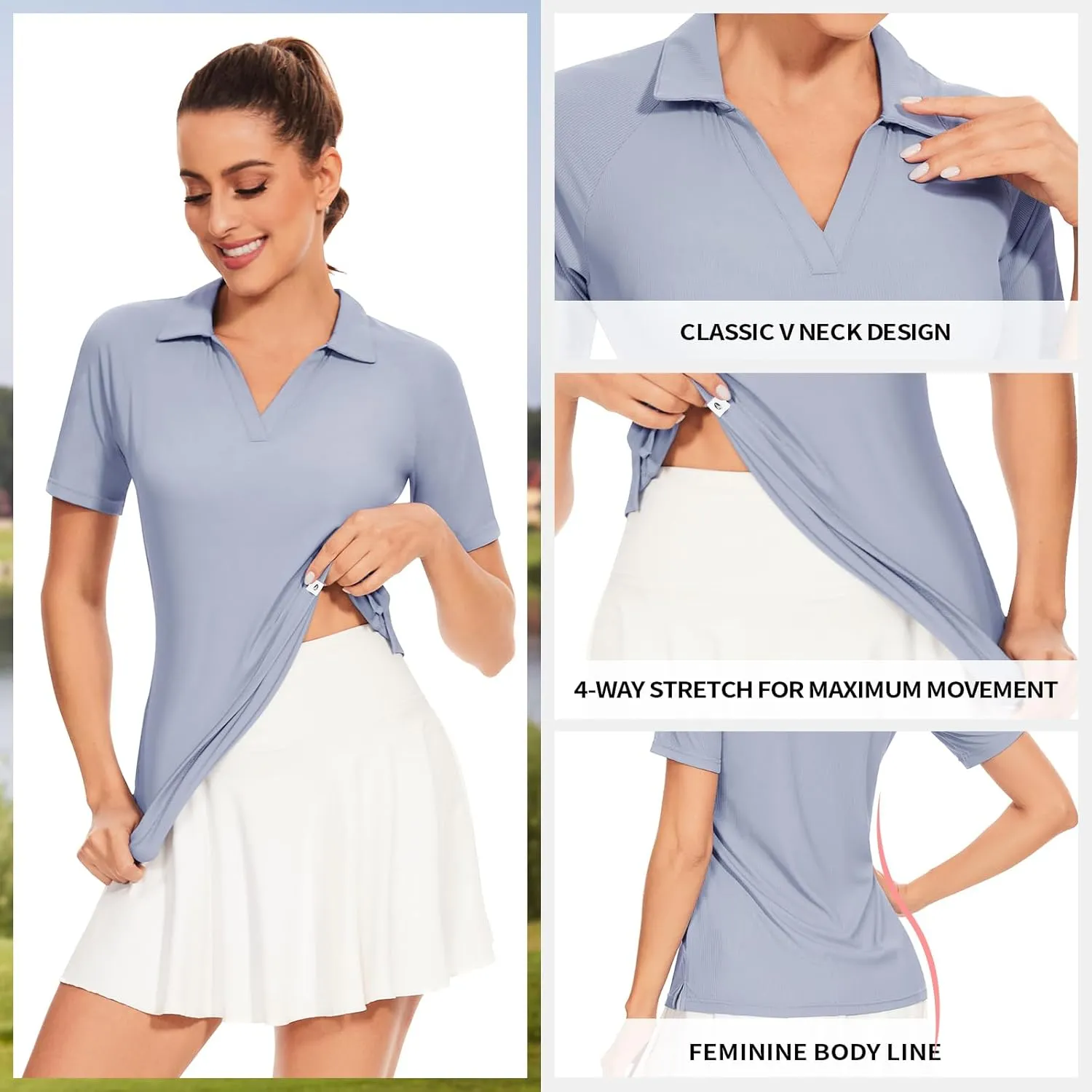 Soneven Women's Sleeveless Golf Shirts Ribbed Golf Tanks Tops UPF50  Athletic Racerback Polo Shirts Tennis Tops