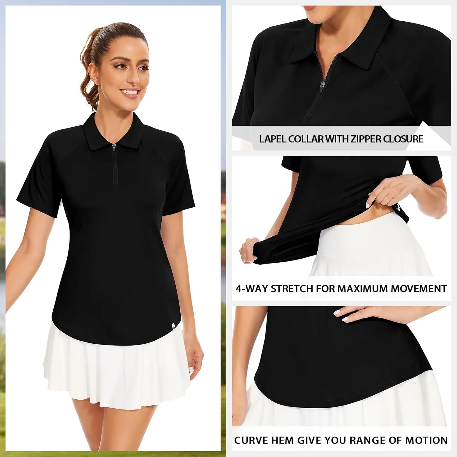 Soneven Women's Sleeveless Golf Shirts Ribbed Golf Tanks Tops UPF50  Athletic Racerback Polo Shirts Tennis Tops