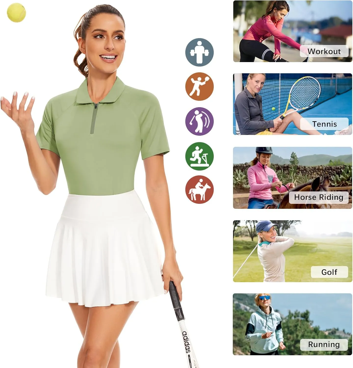 Soneven Women's Sleeveless Golf Shirts Ribbed Golf Tanks Tops UPF50  Athletic Racerback Polo Shirts Tennis Tops