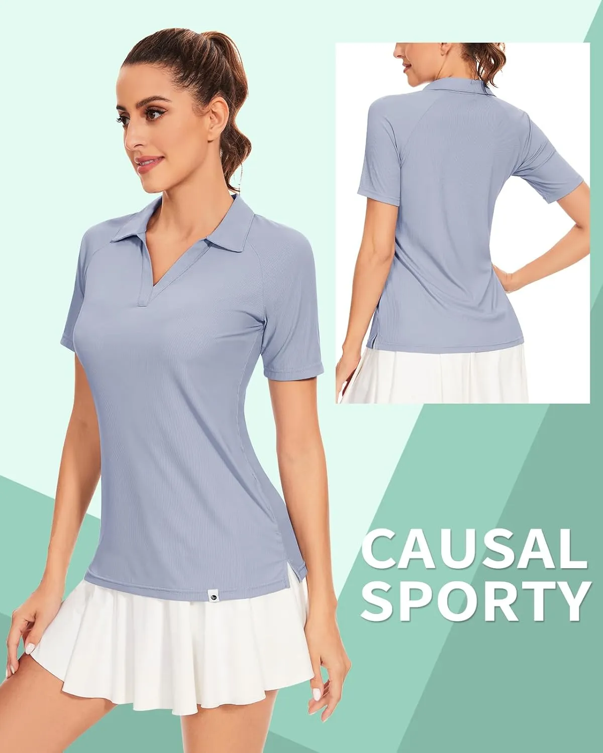 Soneven Women's Sleeveless Golf Shirts Ribbed Golf Tanks Tops UPF50  Athletic Racerback Polo Shirts Tennis Tops