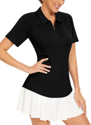 Soneven Women's Sleeveless Golf Shirts Ribbed Golf Tanks Tops UPF50  Athletic Racerback Polo Shirts Tennis Tops