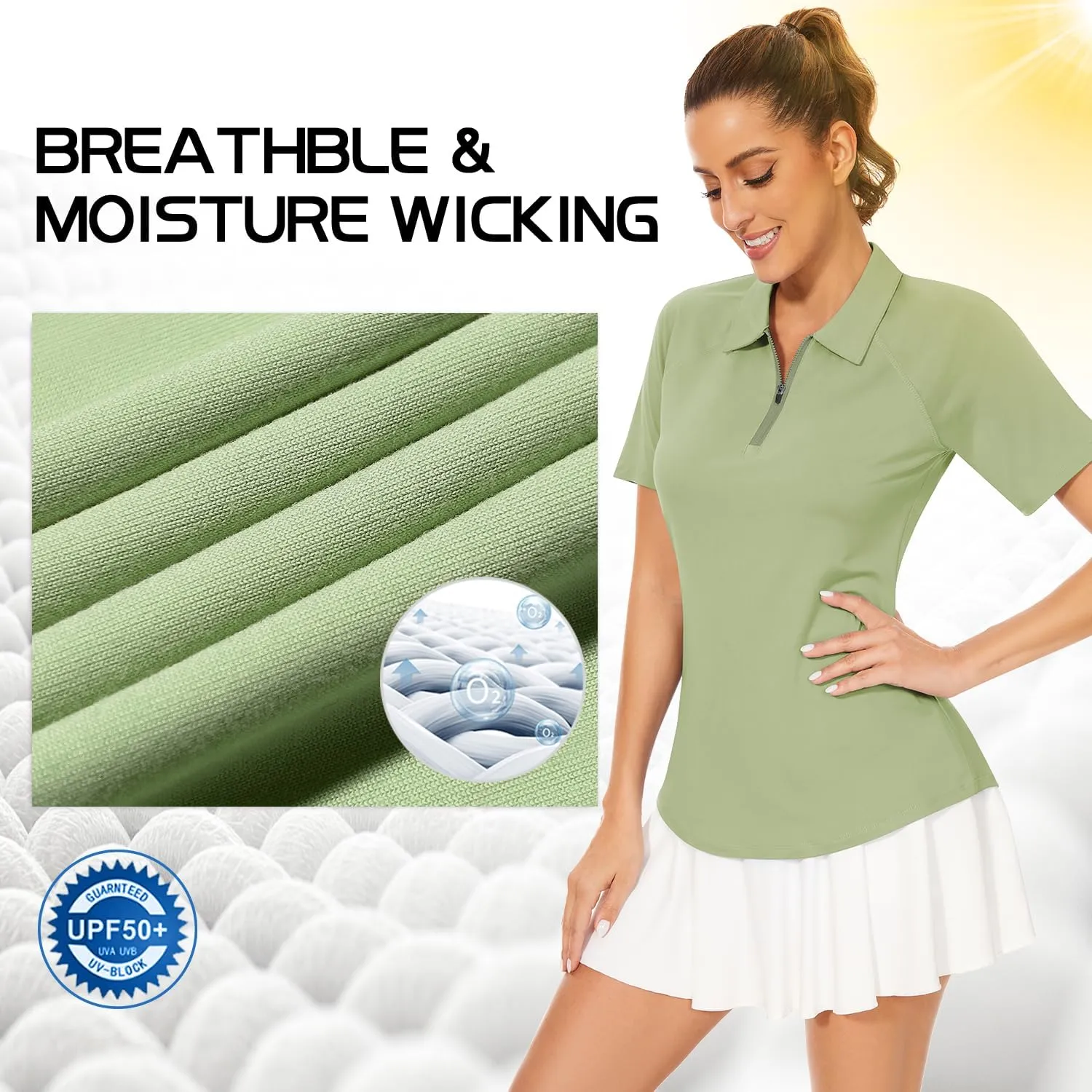 Soneven Women's Sleeveless Golf Shirts Ribbed Golf Tanks Tops UPF50  Athletic Racerback Polo Shirts Tennis Tops