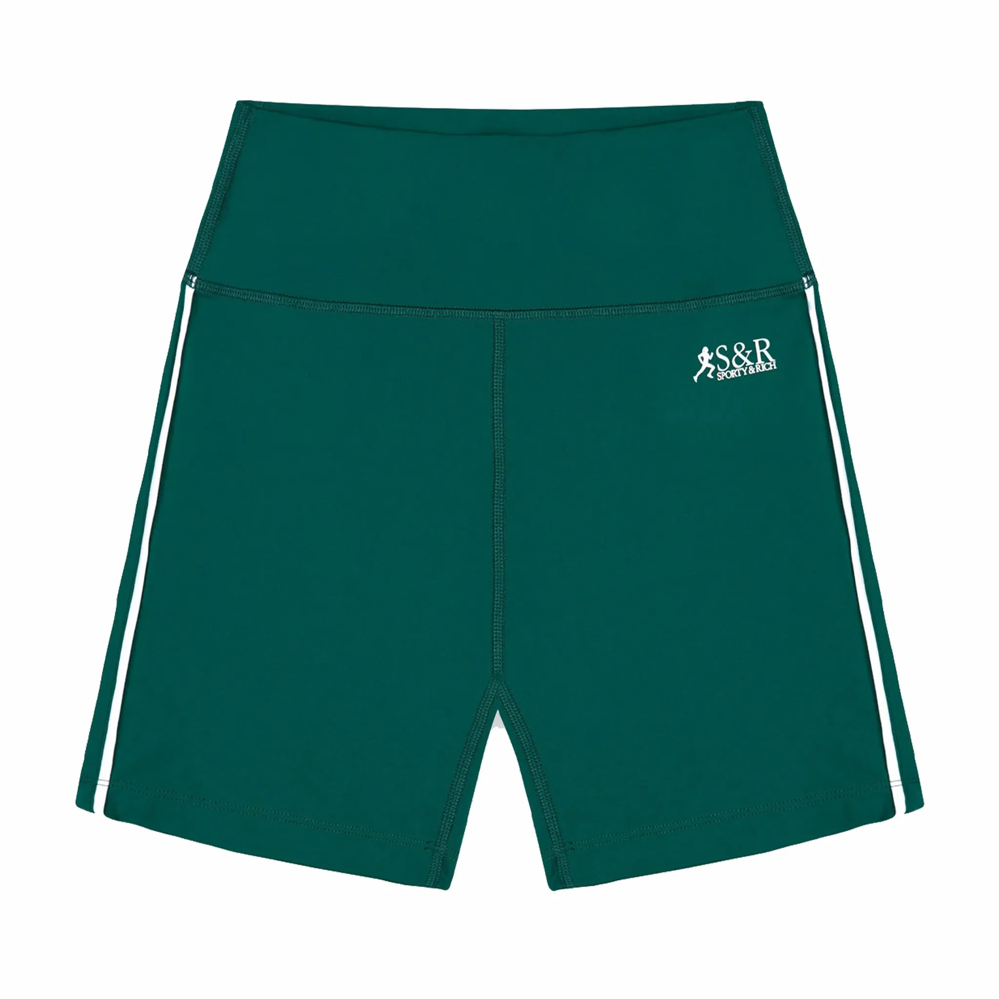 Sporty & Rich Women's SR Runner Biker Shorts (Alpine/White)