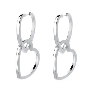 Sterling Silver or Gold Double Heart Drop Earrings