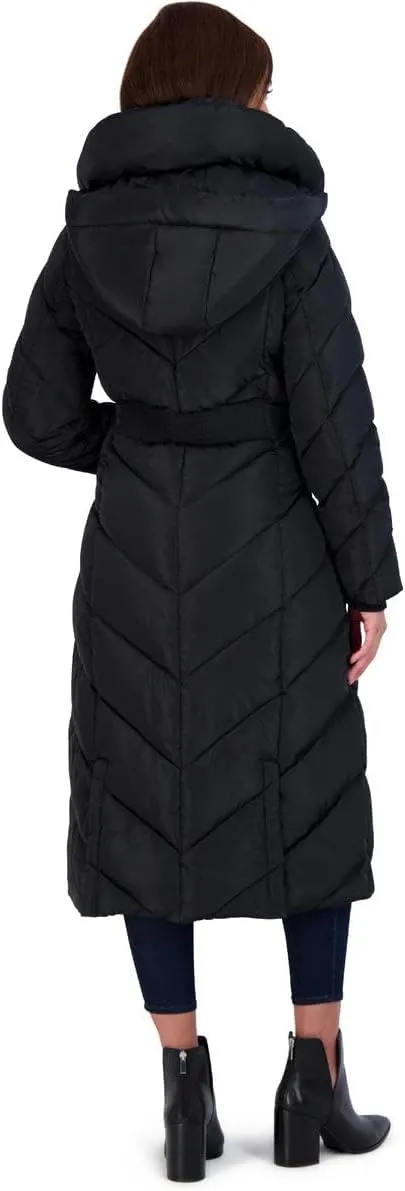 Steve Madden Women's Long Chevron Maxi Puffer Coat