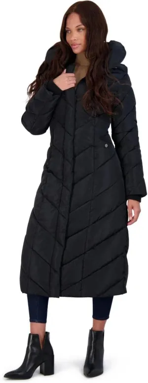 Steve Madden Women's Long Chevron Maxi Puffer Coat