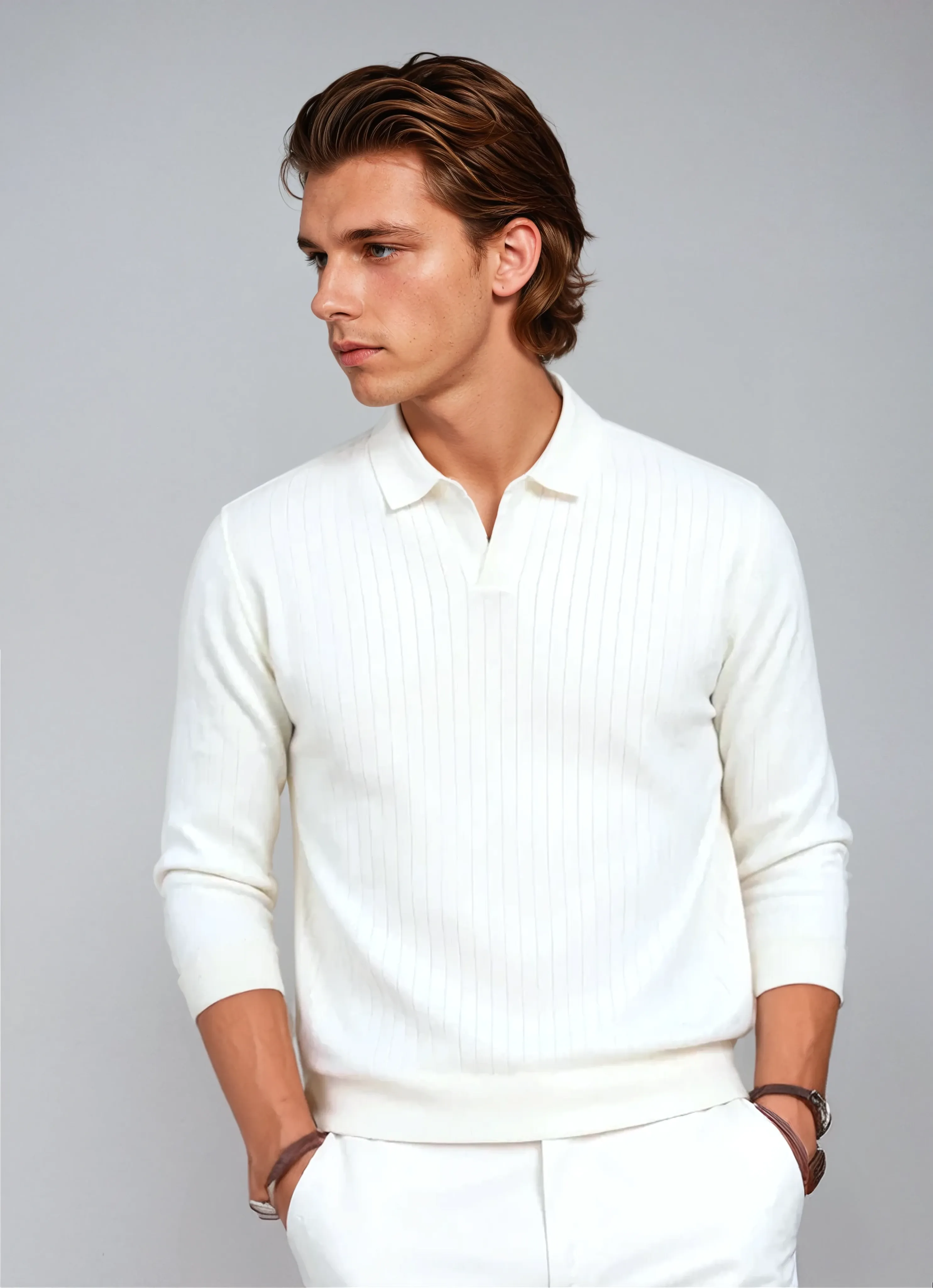 Striped Long Sleeve Polo