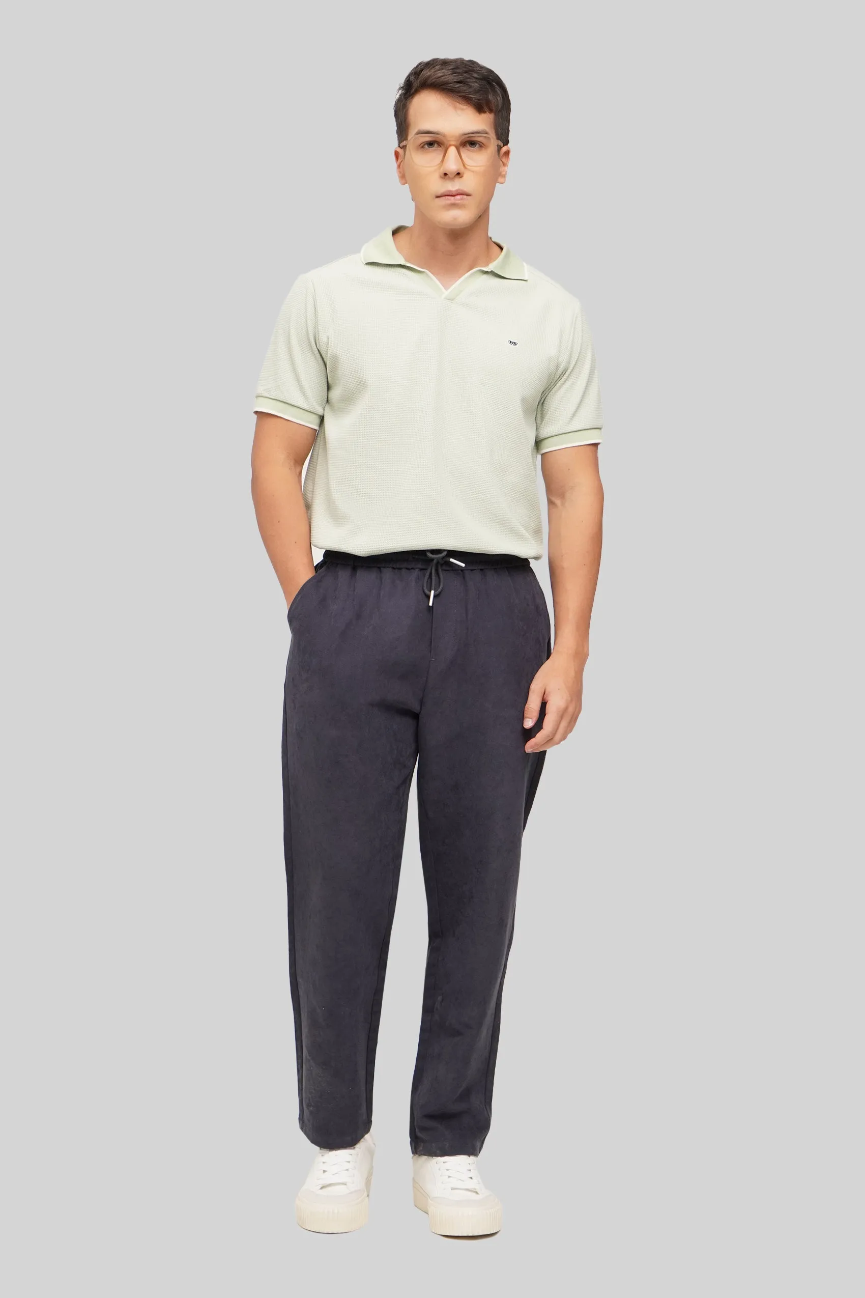 Suede Feel Tapered Pull Up Trousers
