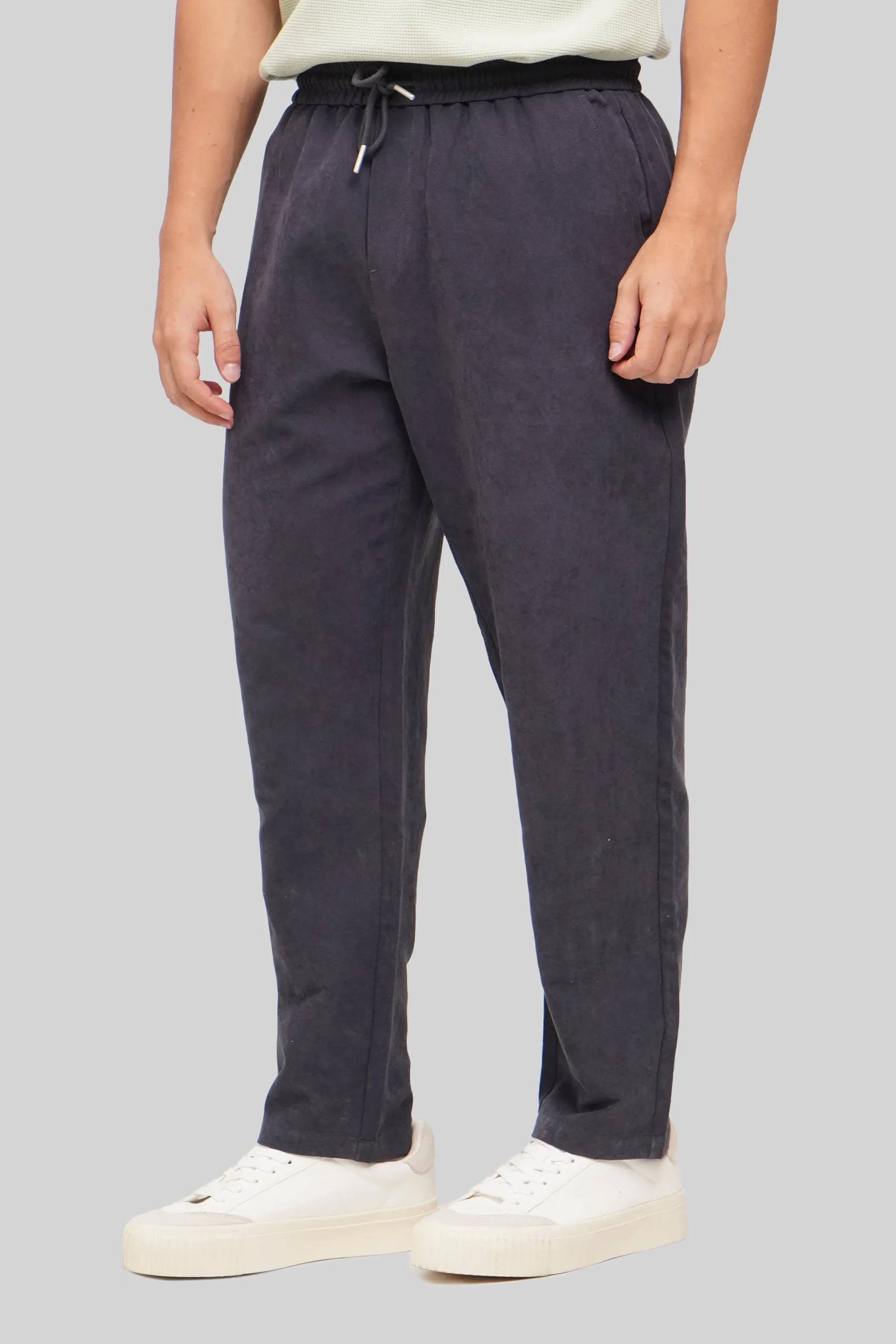 Suede Feel Tapered Pull Up Trousers