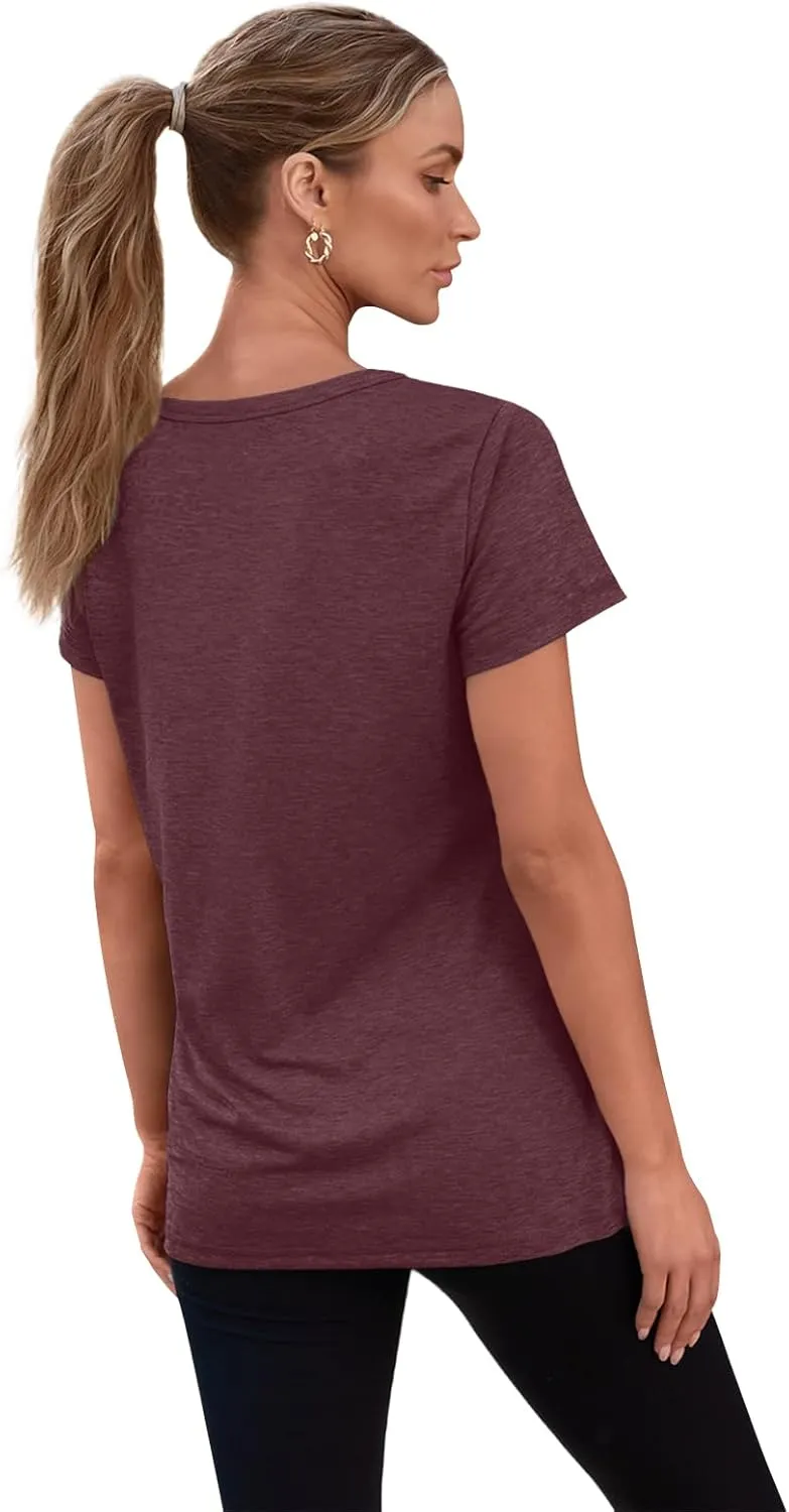 SUNBS 3 Pack Womens V Neck T Shirts Short Sleeve Tees Lightweight Summer Tops with Pocket