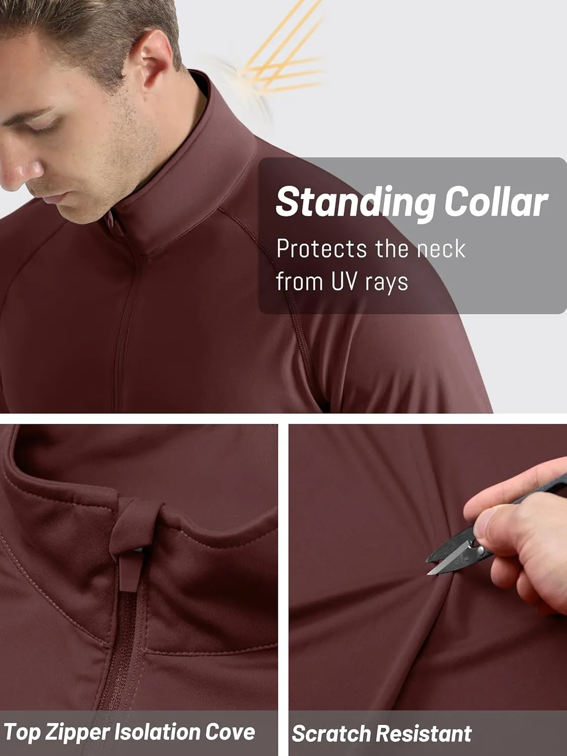 TACVASEN Men's Long Sleeve Athletic Shirts 1/4 Pullover Zip Sun Protection Rash Guard UPF 50  Outdoor Running T-Shirts