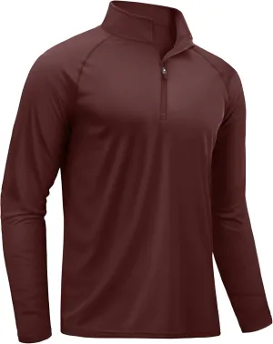 TACVASEN Men's Long Sleeve Athletic Shirts 1/4 Pullover Zip Sun Protection Rash Guard UPF 50  Outdoor Running T-Shirts
