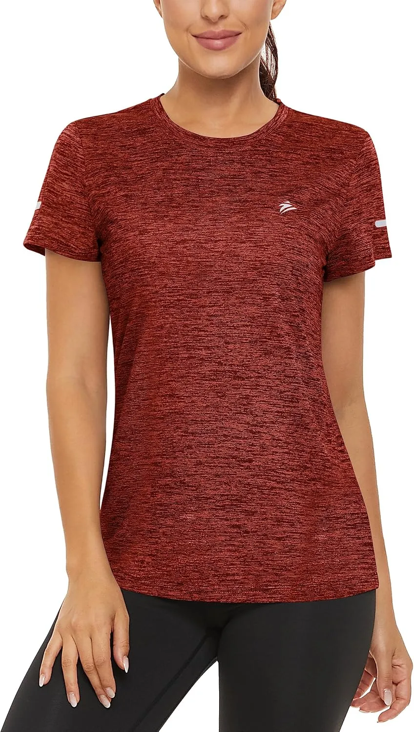 TACVASEN Women's Athletic T Shirts Short Sleeve Quick Dry Hiking Shirts Crew Neck Running Workout Tops Fitness