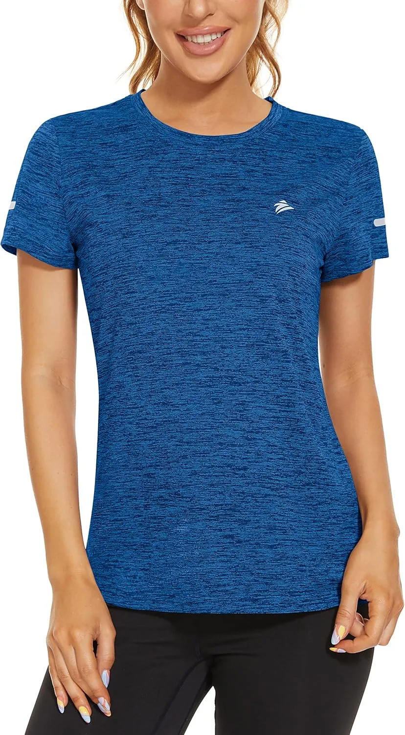 TACVASEN Women's Athletic T Shirts Short Sleeve Quick Dry Hiking Shirts Crew Neck Running Workout Tops Fitness