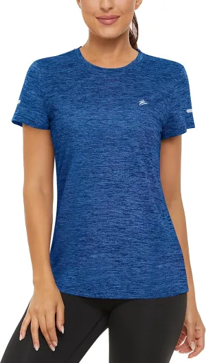 TACVASEN Women's Athletic T Shirts Short Sleeve Quick Dry Hiking Shirts Crew Neck Running Workout Tops Fitness