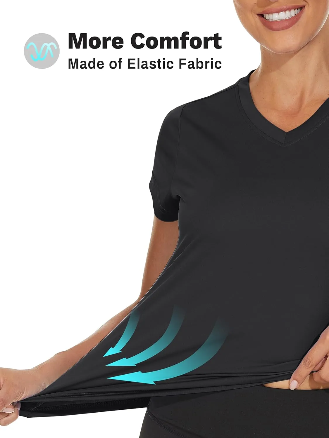 TACVASEN Workout Tops for Women UPF 50  Sun Protection V-Neck T Shirts Short Sleeve Quick Dry Athletic Running Shirts