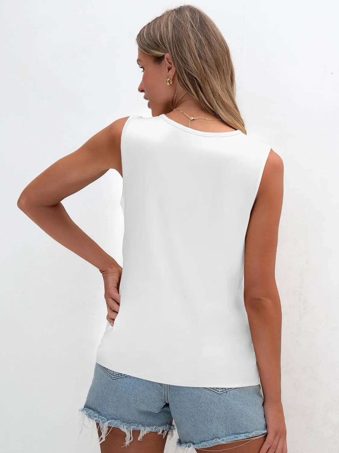 TAKEYAL Womens Summer Satin Tank Tops V Neck Sleeveless Dressy Shirts Casual Loose Tunic Tops Blouses