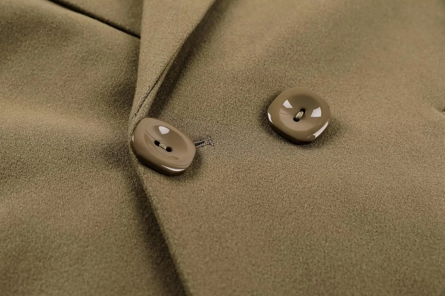 Tanming Womens Elegant Notched Collar Button Wool Blend Solid Long Pea Coat Overcoat