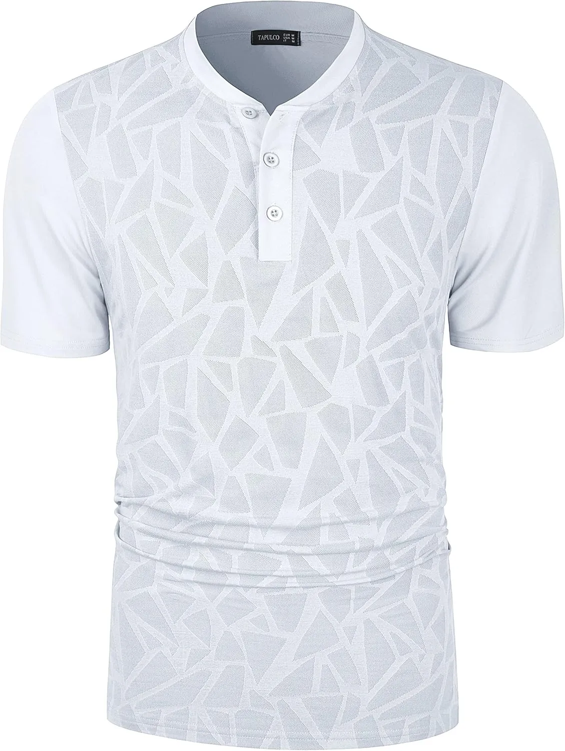 TAPULCO Collarless Golf Shirts for Men Quick Dry Color Block Breathable Soft Athletic Casual Daily T-Shirts
