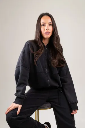 Taylor Bomber Style Jacket In Black