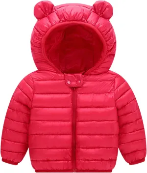 Toddler Baby Boys Girls Puffer Jacket Newborn Warm Cotton Padded Jacket Winter Bear Ears Hooded Coat